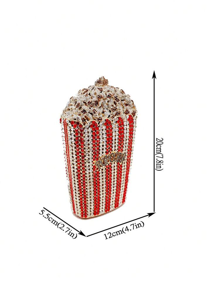 CM-BGS423178 Women Trendy Seoul Style Rainbow Colorful Popcorn Design Crystal Clutch Purse