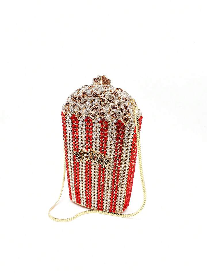 CM-BGS423178 Women Trendy Seoul Style Rainbow Colorful Popcorn Design Crystal Clutch Purse