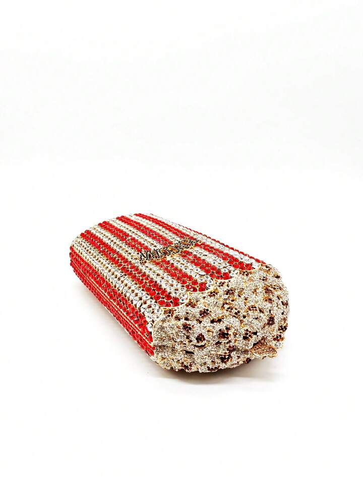 CM-BGS423178 Women Trendy Seoul Style Rainbow Colorful Popcorn Design Crystal Clutch Purse