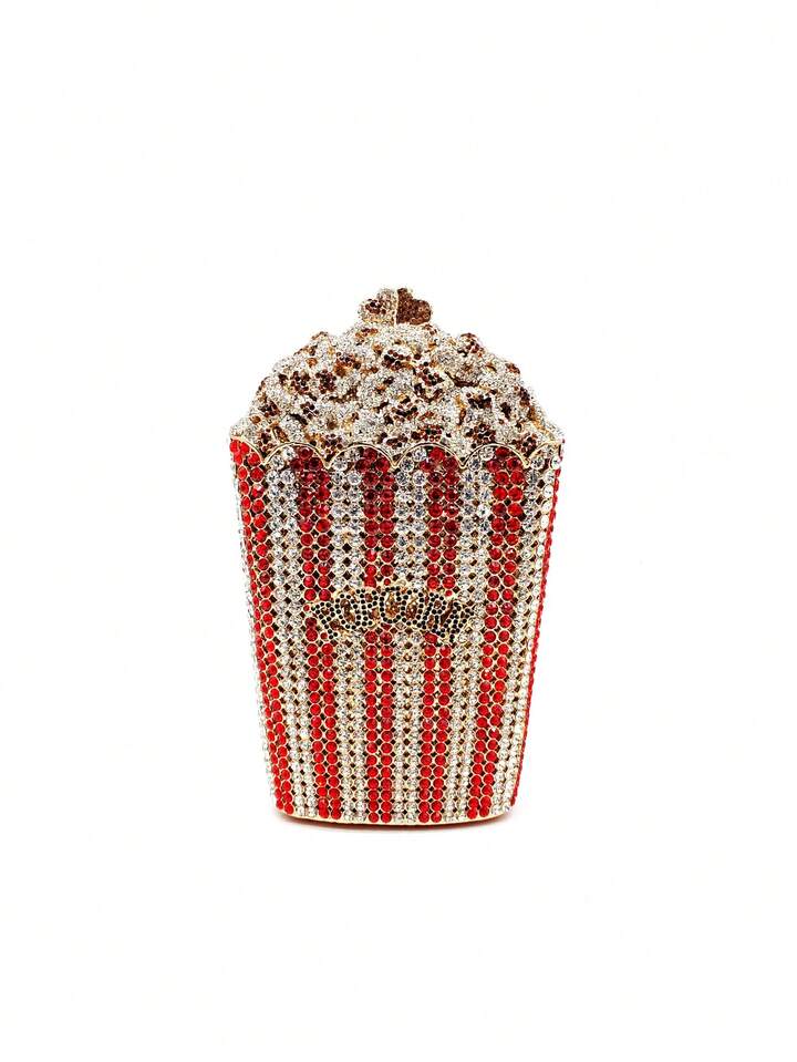 CM-BGS423178 Women Trendy Seoul Style Rainbow Colorful Popcorn Design Crystal Clutch Purse