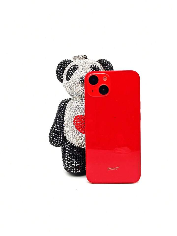 CM-BGS871096 Women Trendy Seoul Style Bear Shaped Rhinestones Crystal Evening Clutch Bag - Black