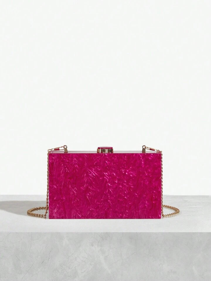 CM-BGS774412 Women Trendy Seoul Style Ratten Weaving Crossbody Bag - Hot Pink