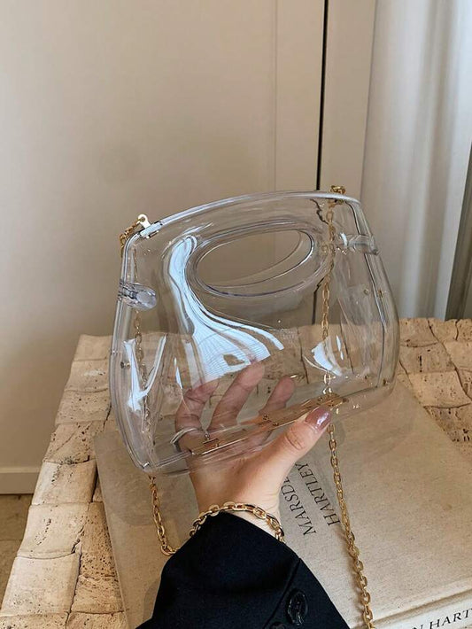 CM-BGS896406 Women Trendy Seoul Style Acrylic Box Transparent Shoulder Bag With Chain