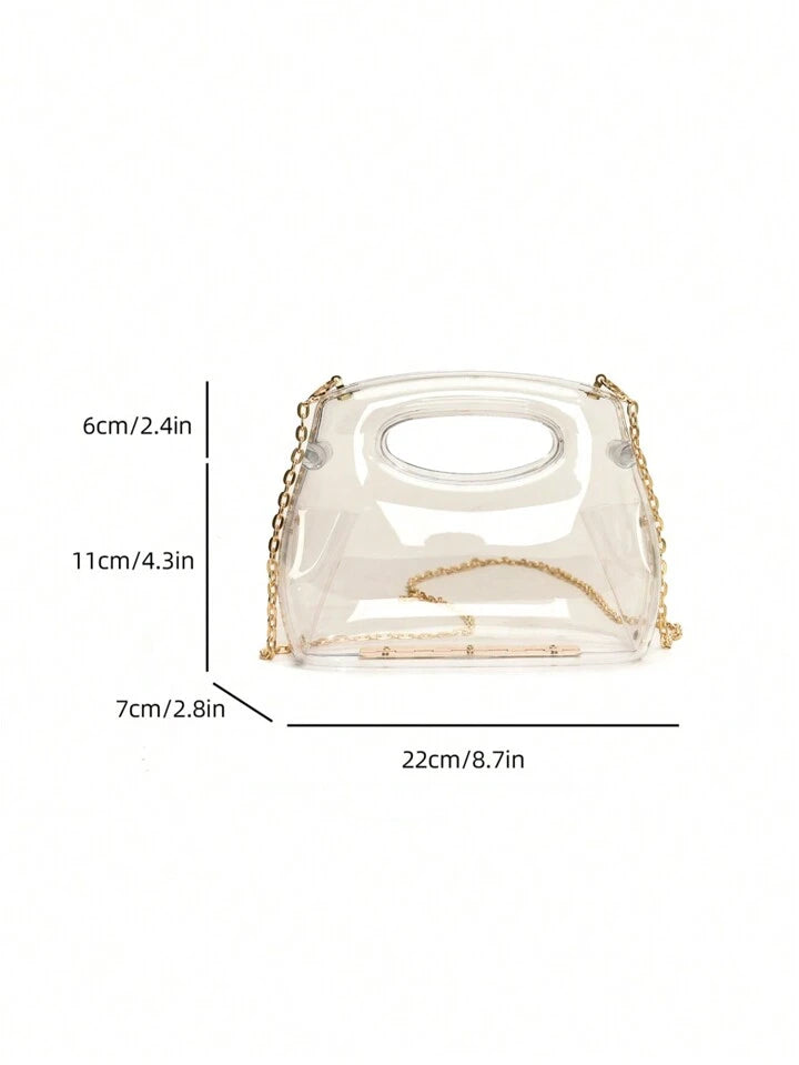 CM-BGS896406 Women Trendy Seoul Style Acrylic Box Transparent Shoulder Bag With Chain