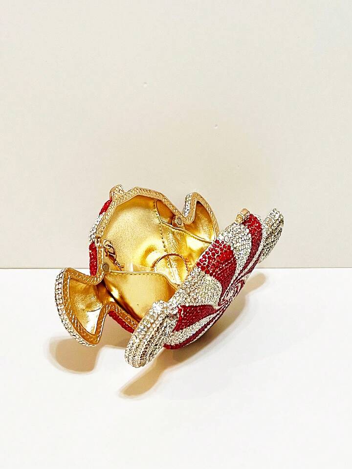 CM-BGS739453 Women Trendy Seoul Style Rhinestone Novelty Candy Shaped Crystal Evening Bag - Red