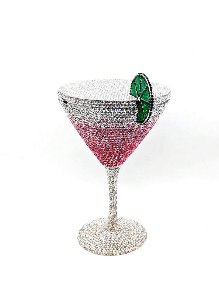 CM-BGS919331 Women Trendy Seoul Style Crystal Clutches Cocktail Cup Design Evening Bag - Pink