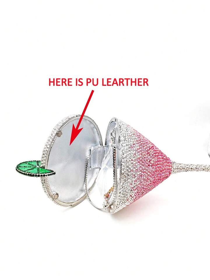 CM-BGS919331 Women Trendy Seoul Style Crystal Clutches Cocktail Cup Design Evening Bag - Pink