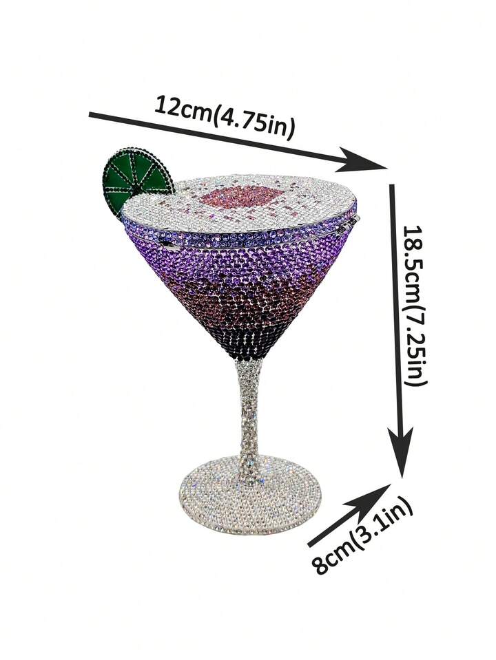 CM-BGS919331 Women Trendy Seoul Style Crystal Clutches Cocktail Cup Design Evening Bag - Pink