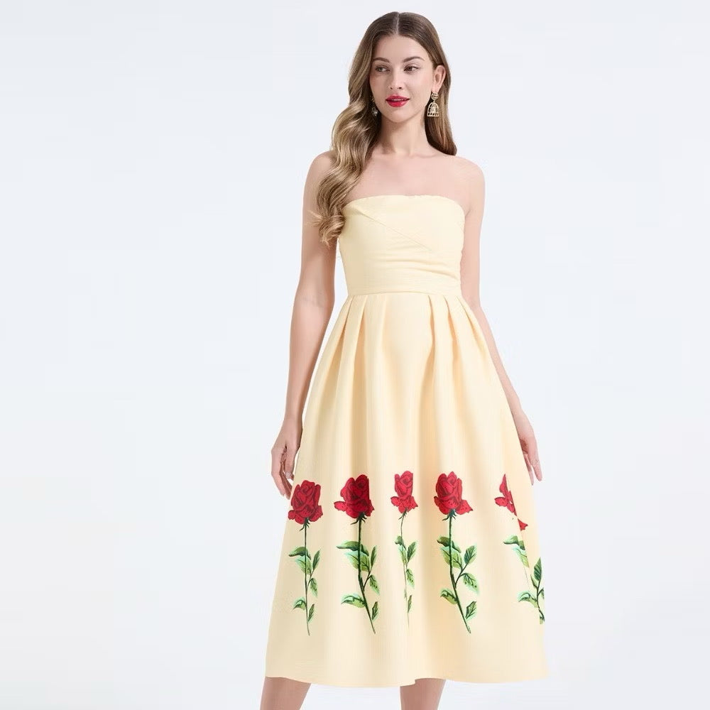 CM-DY068244 Women Elegant European Style Wrap Chest Sleeveless High Waist Long Dress (Available in 2 colors)