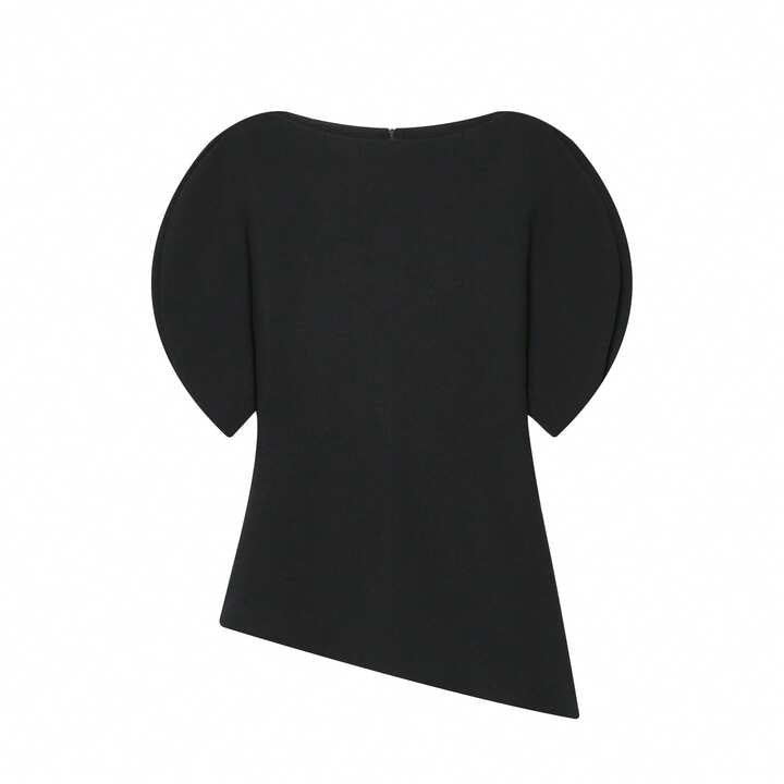 CM-TS995823 Women Elegant Seoul Style Round Neck Puff Sleeve Cinched Waist Top - Black