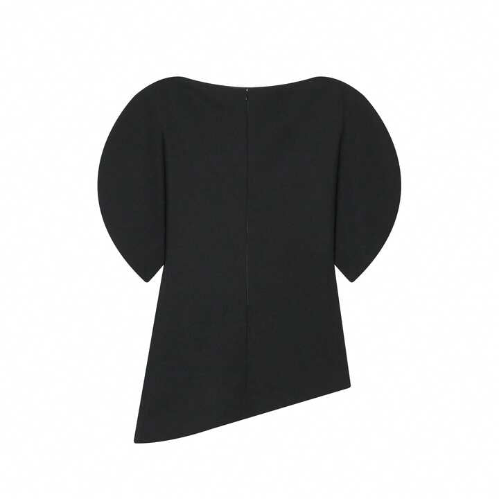CM-TS995823 Women Elegant Seoul Style Round Neck Puff Sleeve Cinched Waist Top - Black