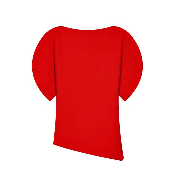 CM-TS951502 Women Elegant Seoul Style Round Neck Puff Sleeve Cinched Waist Top - Red