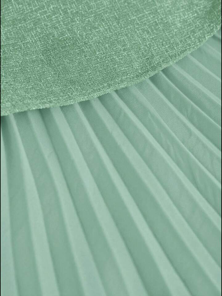 CM-DS874640 Women Elegant Seoul Style Round Neck Sleeveless Pleated Waist A-Line Midi Dress - Mint Green