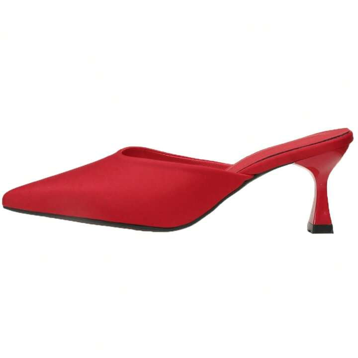 CM-SHS311454 Women Trendy Seoul Style Pointed Toe Mules High Heel Slides - Red