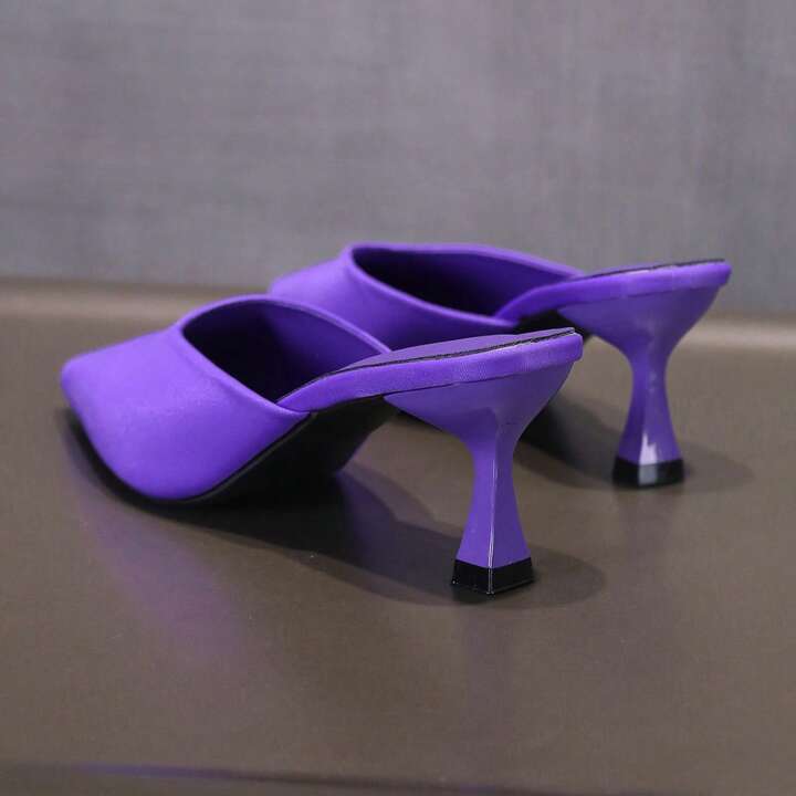 CM-SHS349808 Women Trendy Seoul Style Pointed Toe Mules High Heel Slides - Purple