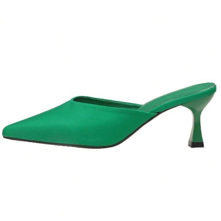 CM-SHS366121 Women Trendy Seoul Style Pointed Toe Mules High Heel Slides - Green