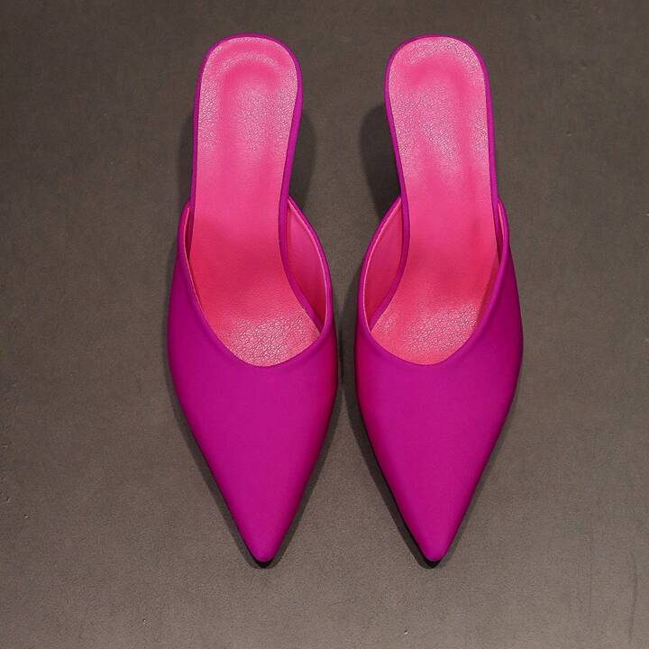 CM-SHS349279 Women Trendy Seoul Style Pointed Toe Mules High Heel Slides - Hot Pink