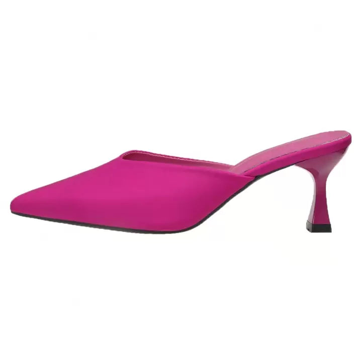 CM-SHS349279 Women Trendy Seoul Style Pointed Toe Mules High Heel Slides - Hot Pink