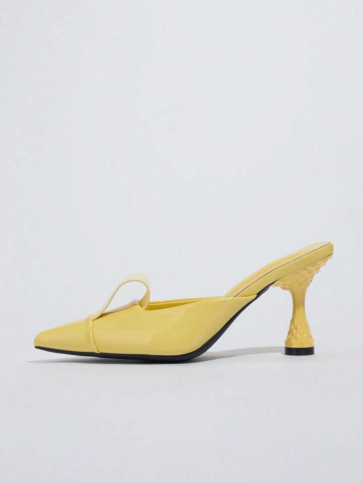 CM-SHS368046 Women Trendy Seoul Style Bowknot Pointed Toe High Heel Sandals - Yellow