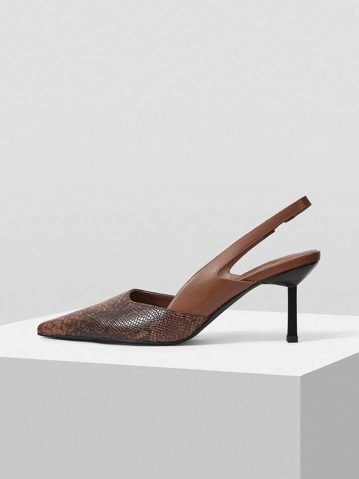 CM-SHS495318 Women Trendy Seoul Style Pointed Toe High Heel Shoes - Coffee Brown