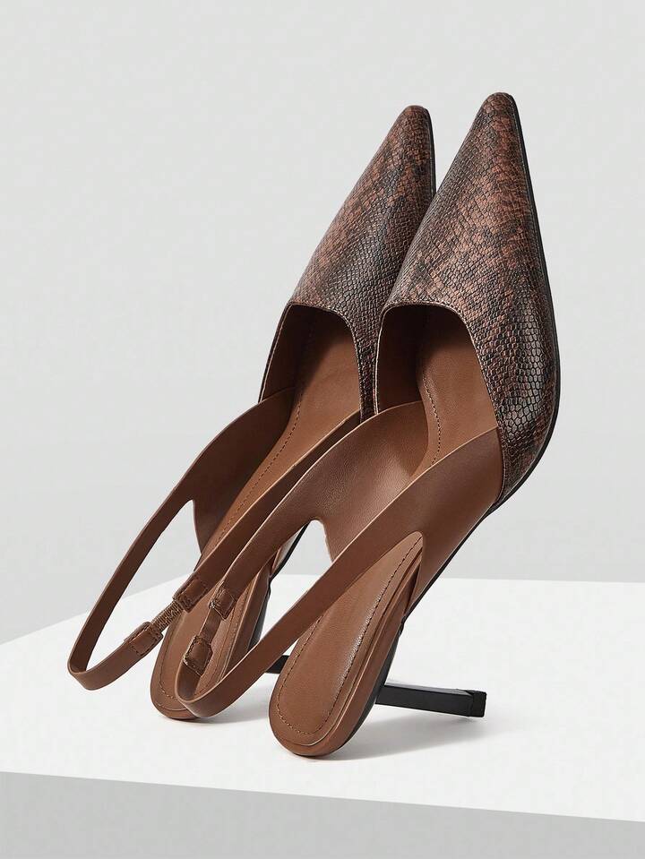 CM-SHS495318 Women Trendy Seoul Style Pointed Toe High Heel Shoes - Coffee Brown