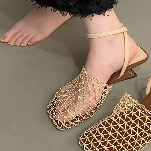 CM-SHE664344 Women Trendy Seoul Style One-Strap Buckle Irregular Low Heel Sandals (Available in 2 colors)