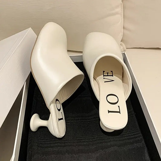 CM-SHE844194 Women Trendy Seoul Style Synthetic Slip On Round Toe Low-Heel Mules (Available in 4 colors)