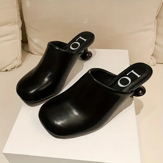 CM-SHE844194 Women Trendy Seoul Style Synthetic Slip On Round Toe Low-Heel Mules (Available in 4 colors)