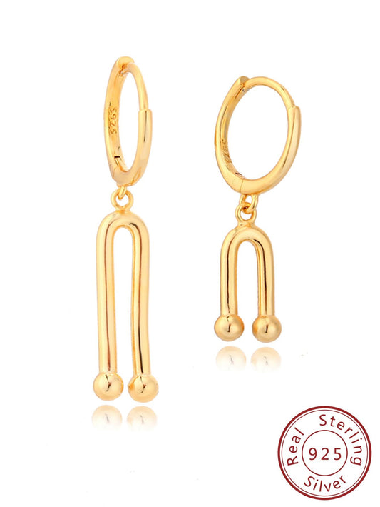 CM-AE643003 925 Sterling Silver Long And Asymmetric Earrings - Yellow Gold