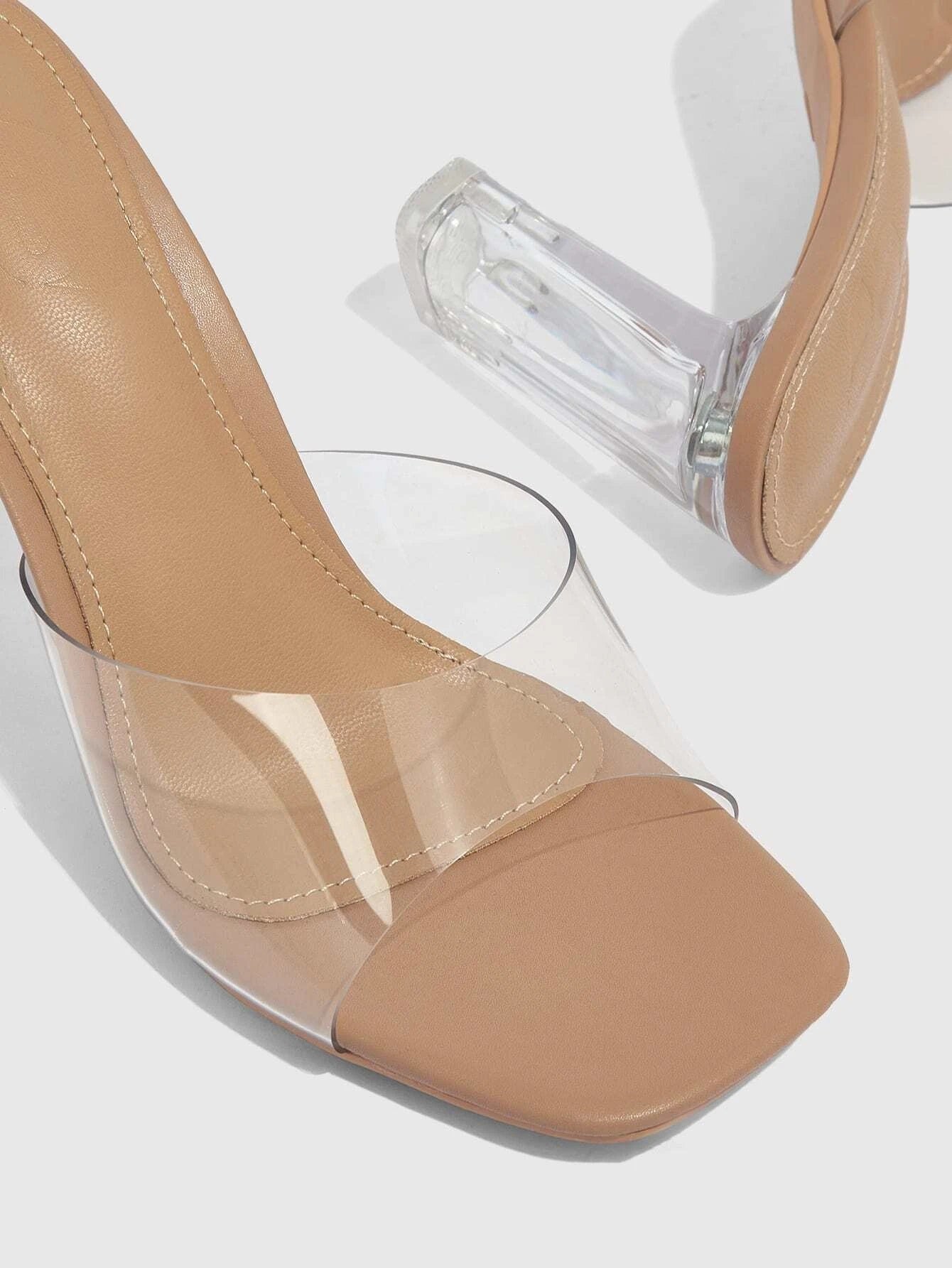 CM-SHS776878 Women Trendy Seoul Style Minimalist Clear Band Mule Sandals