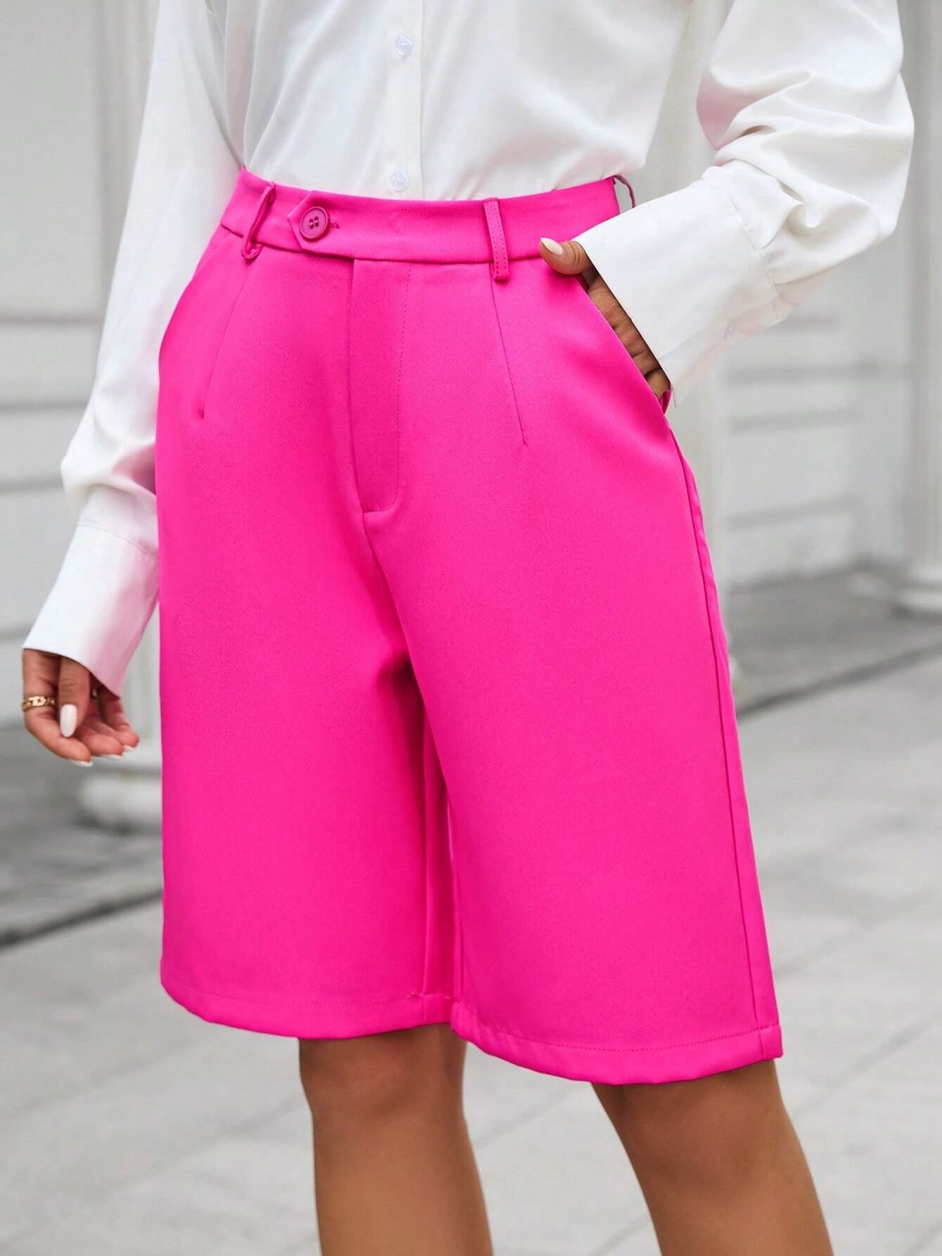 CM-BS208221 Women Casual Seoul Style Slant Pocket Bermuda Shorts - Pink