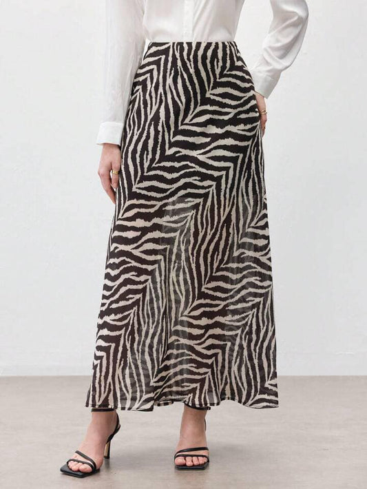 CM-BS253379 Women Casual Seoul Style All-Over Printed High Waist A-Line Midi Skirt