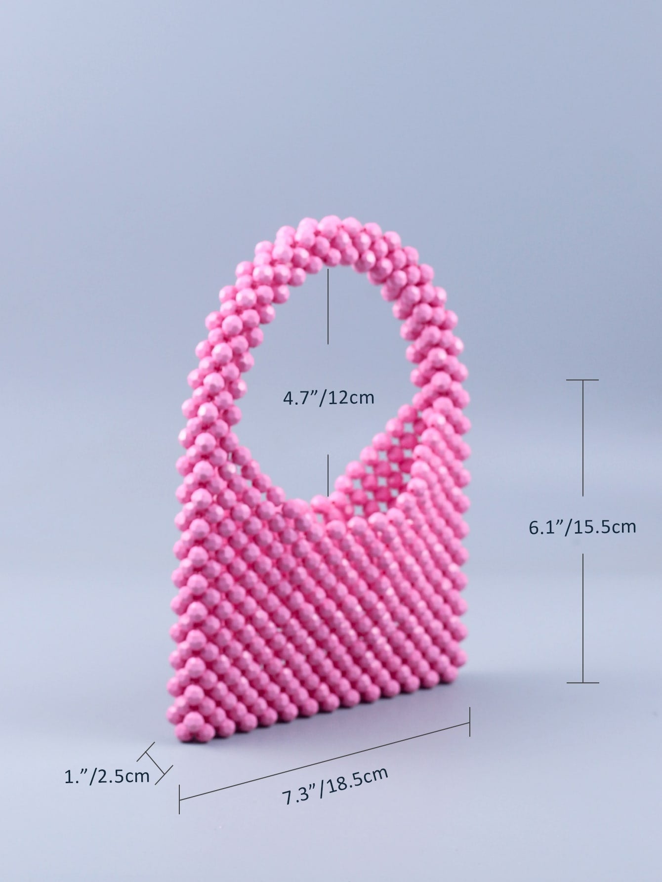 CM-BGS795132 Women Trendy Seoul Style Mini Beaded Design Satchel Bag - Pink
