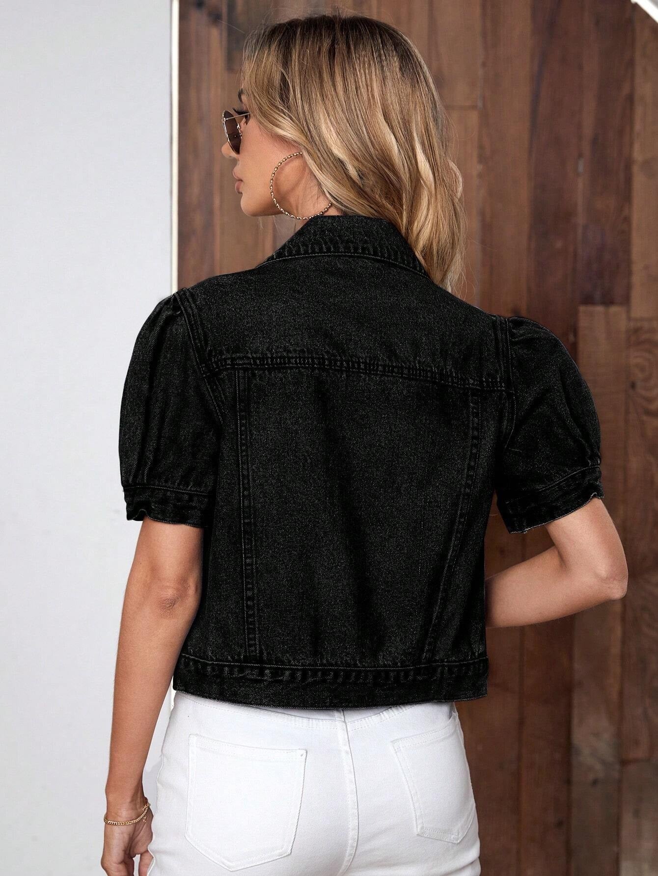 CM-CS351118 Women Casual Seoul Style Puff Sleeve Button Front