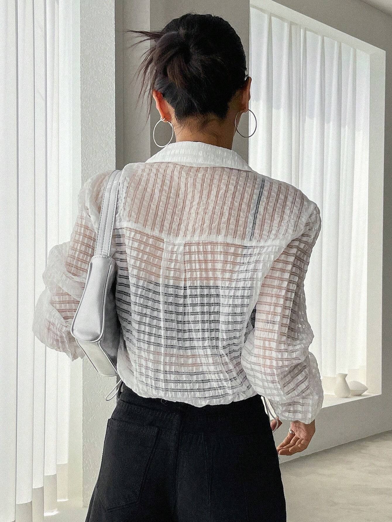 CM-TS107961 Women Casual Seoul Style Solid Button Front Crop Shirt - White