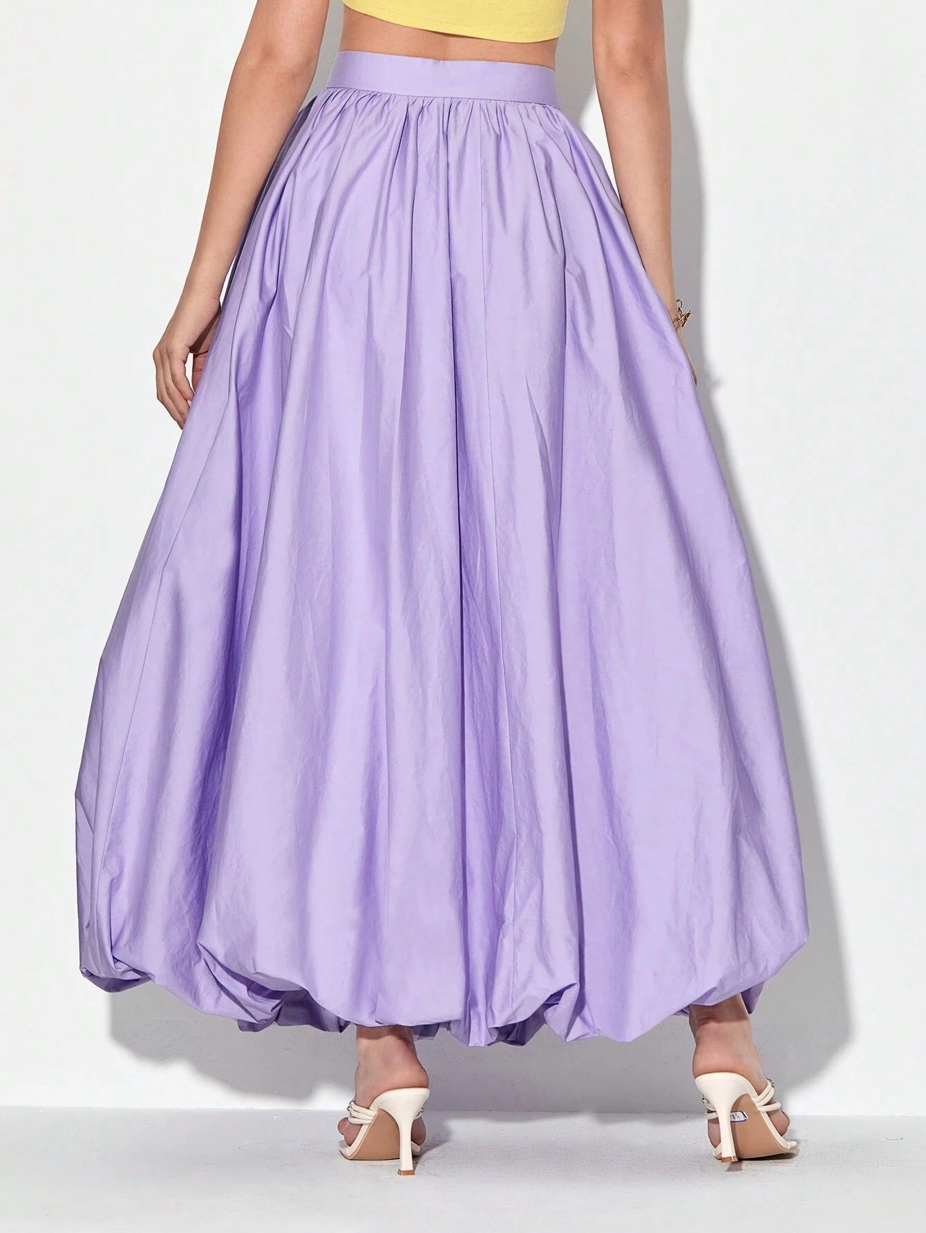 CM-BS616185 Women Elegant Seoul Style High Waist Solid Lantern Hem Skirt - Purple