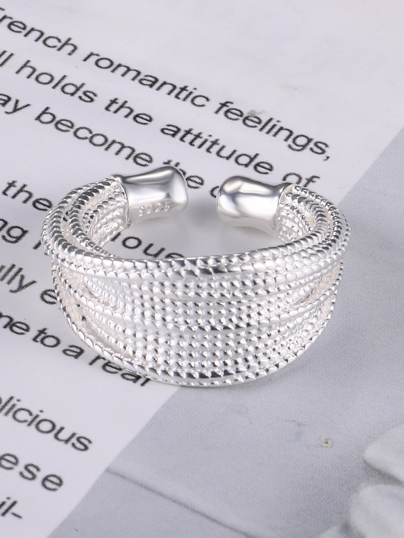 CM-AR063727 925 Sterling Silver Multi-Layer Wire-Like Adjustable Ring
