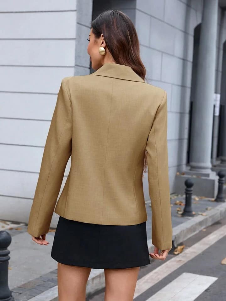 CM-TS963136 Women Elegant Seoul Style Bowknot Design Long Sleeve Shirt - Khaki