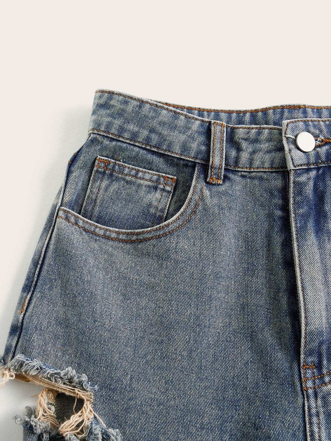 CM-BS491519 Women Casual Seoul Style Light Wash Ripped Wide Leg Jeans
