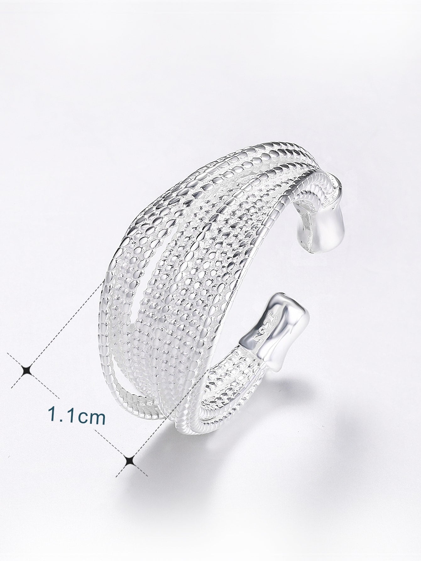 CM-AR063727 925 Sterling Silver Multi-Layer Wire-Like Adjustable Ring