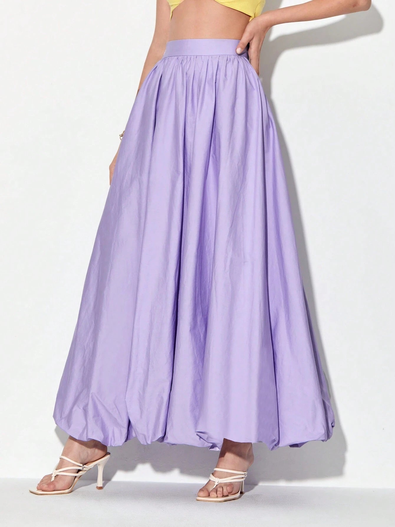 CM-BS616185 Women Elegant Seoul Style High Waist Solid Lantern Hem Skirt - Purple
