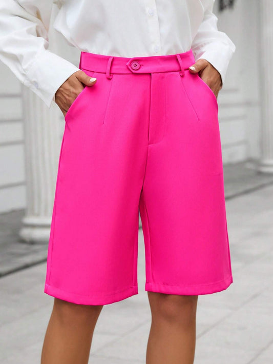 CM-BS208221 Women Casual Seoul Style Slant Pocket Bermuda Shorts - Pink