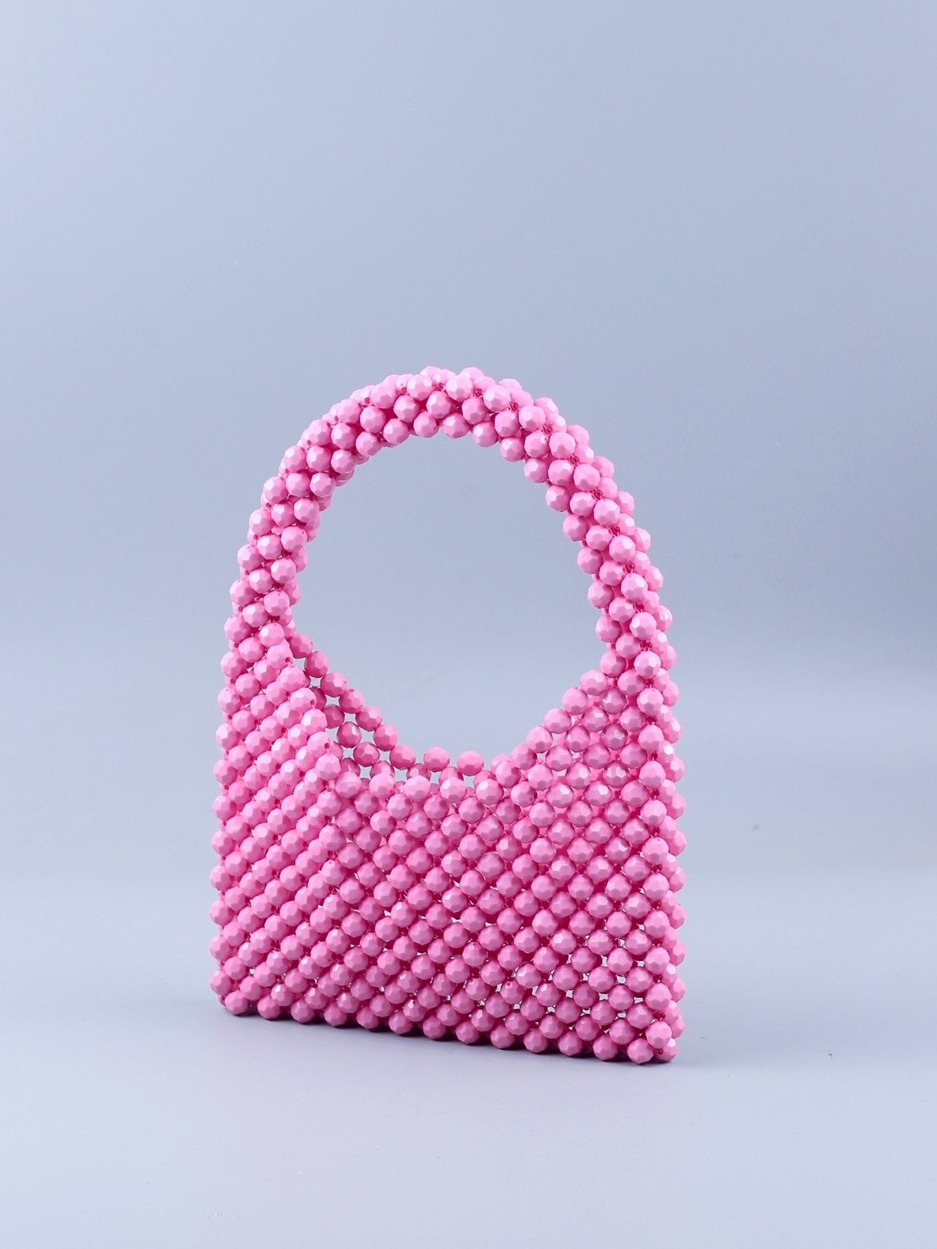 CM-BGS795132 Women Trendy Seoul Style Mini Beaded Design Satchel Bag - Pink
