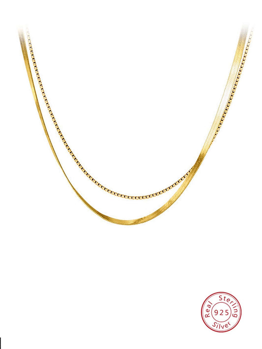 CM-AN422982 925 Sterling Silver Minimalist Necklace - Yellow Gold