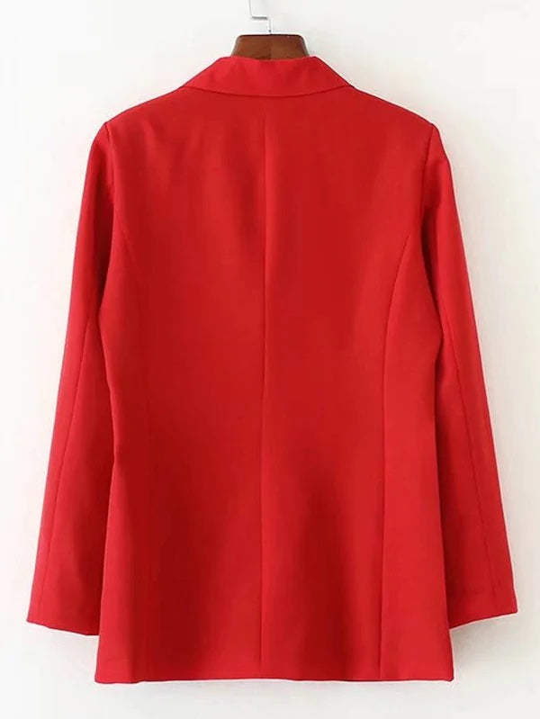 CM-CS002201 Women Elegant Seoul Style Long Sleeve Slim Fit Double Breasted Blazer - Red