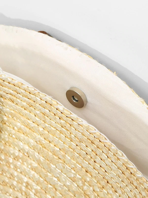 CM-BGS420359 Women Casual Seoul Style Round Shaped Straw Bag With Tassel - Beige