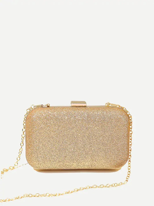 CM-BGS012306 Women Elegant Seoul Style Glitter Chain Clutch Bag - Gold