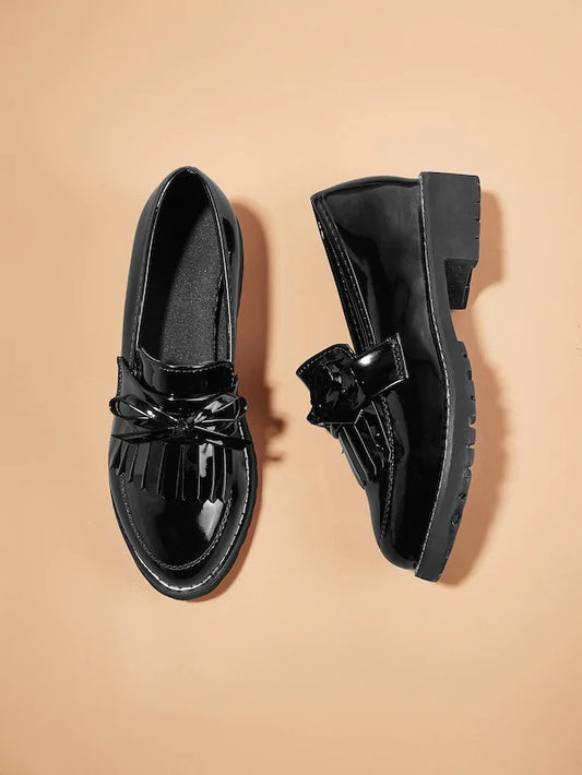 CM-SHS204702 Women Elegant Seoul Style Bow Tie Pointed Toe Flats - Black