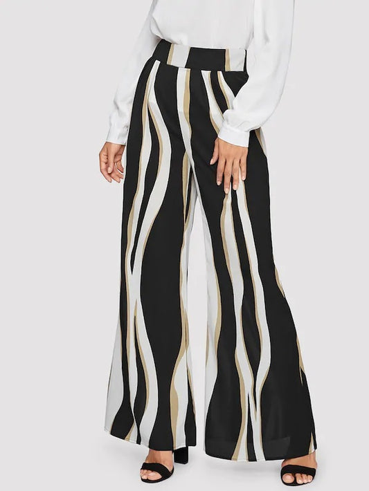 CM-BS204091 Women Casual Seoul Style High Waist Wide Leg Long Pants - Black