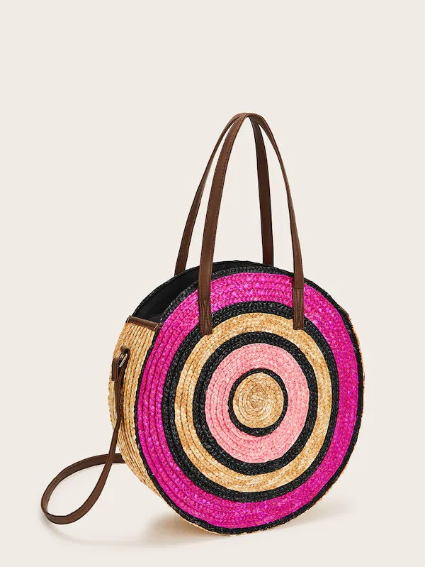 CM-BGS311710 Women Casual Seoul Style Circle Detail Round Satchel Bag